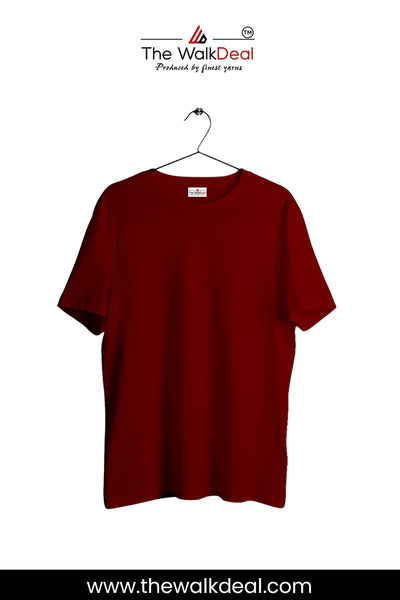 Carmine Red Round Neck T-Shirt – The Walk Deal