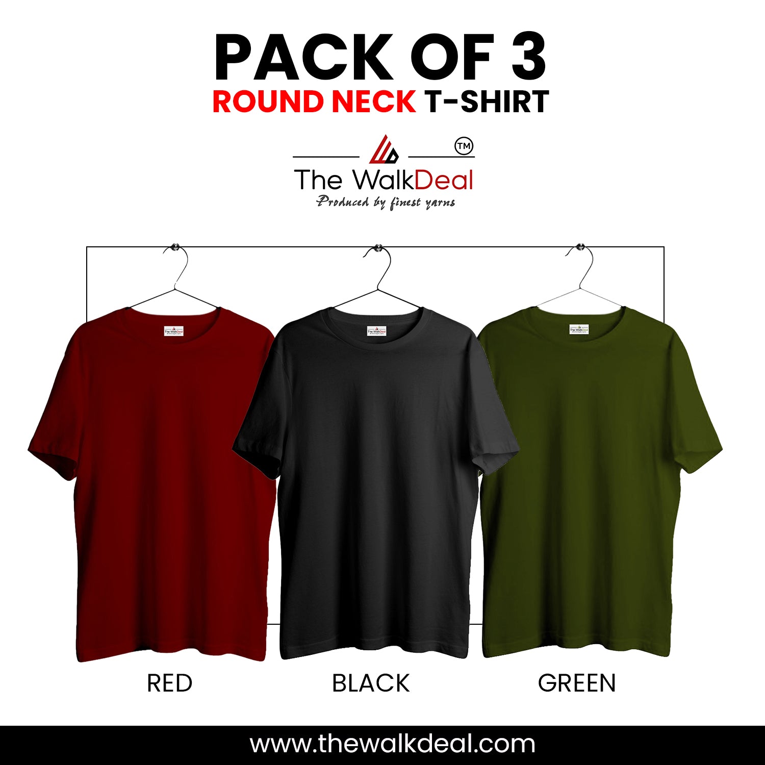 ( Pack of 3 ) Combo Plain Round Neck T-Shirt For Men