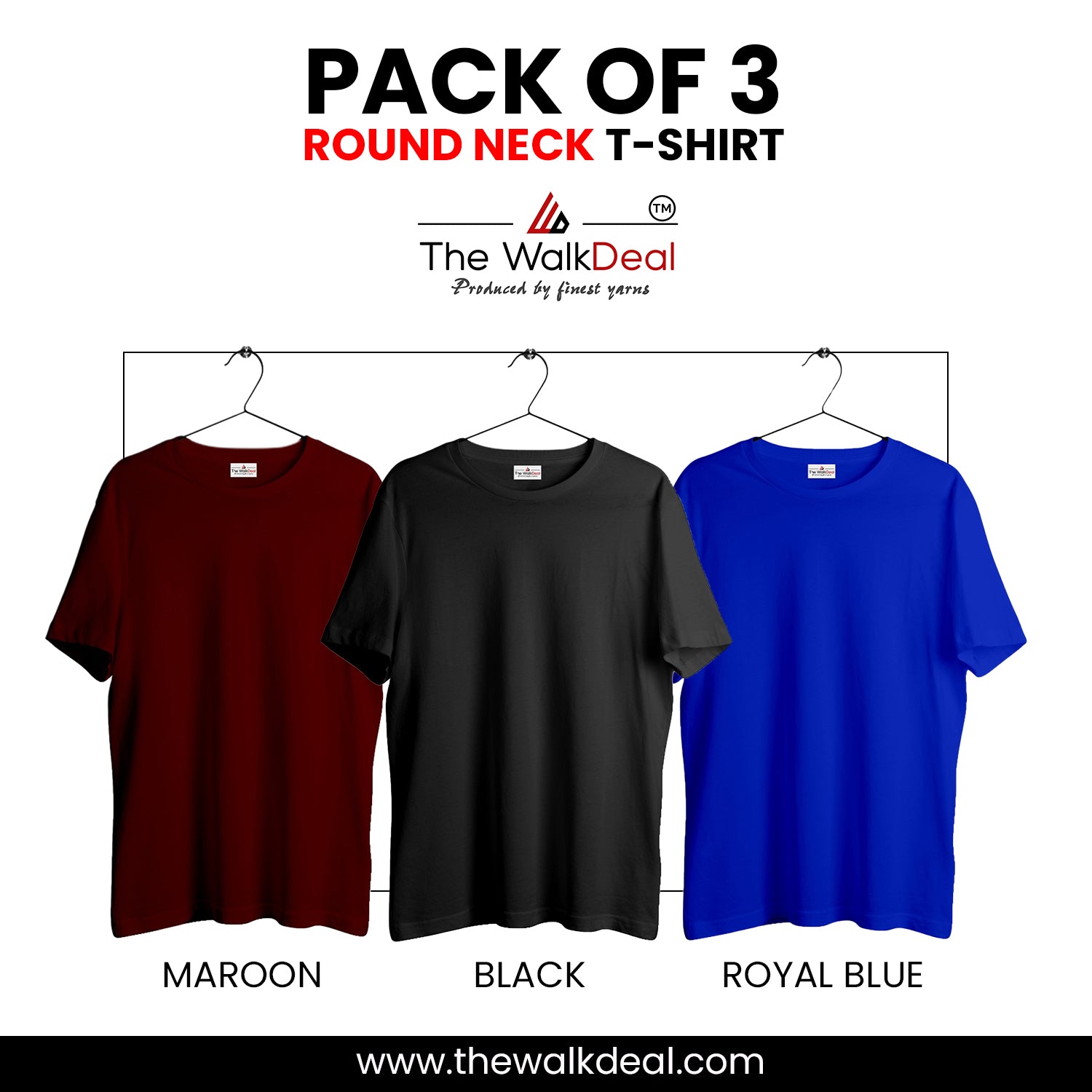 ( Pack of 3 ) Combo Plain Round Neck T-Shirt For Men