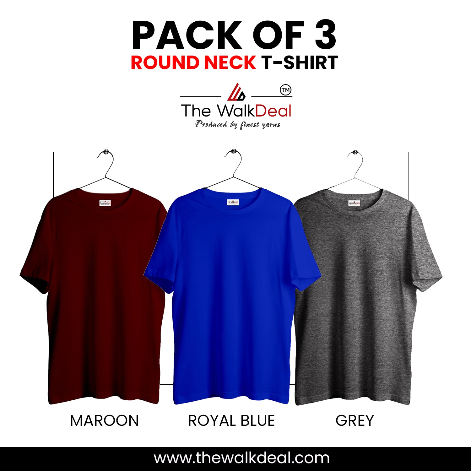 Pack of Combo Plain Round Neck T-Shirt For Men - Main Image