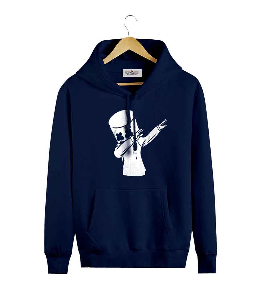 Marshmallow Printed Hoodie Navy Blue – The Walk Deal