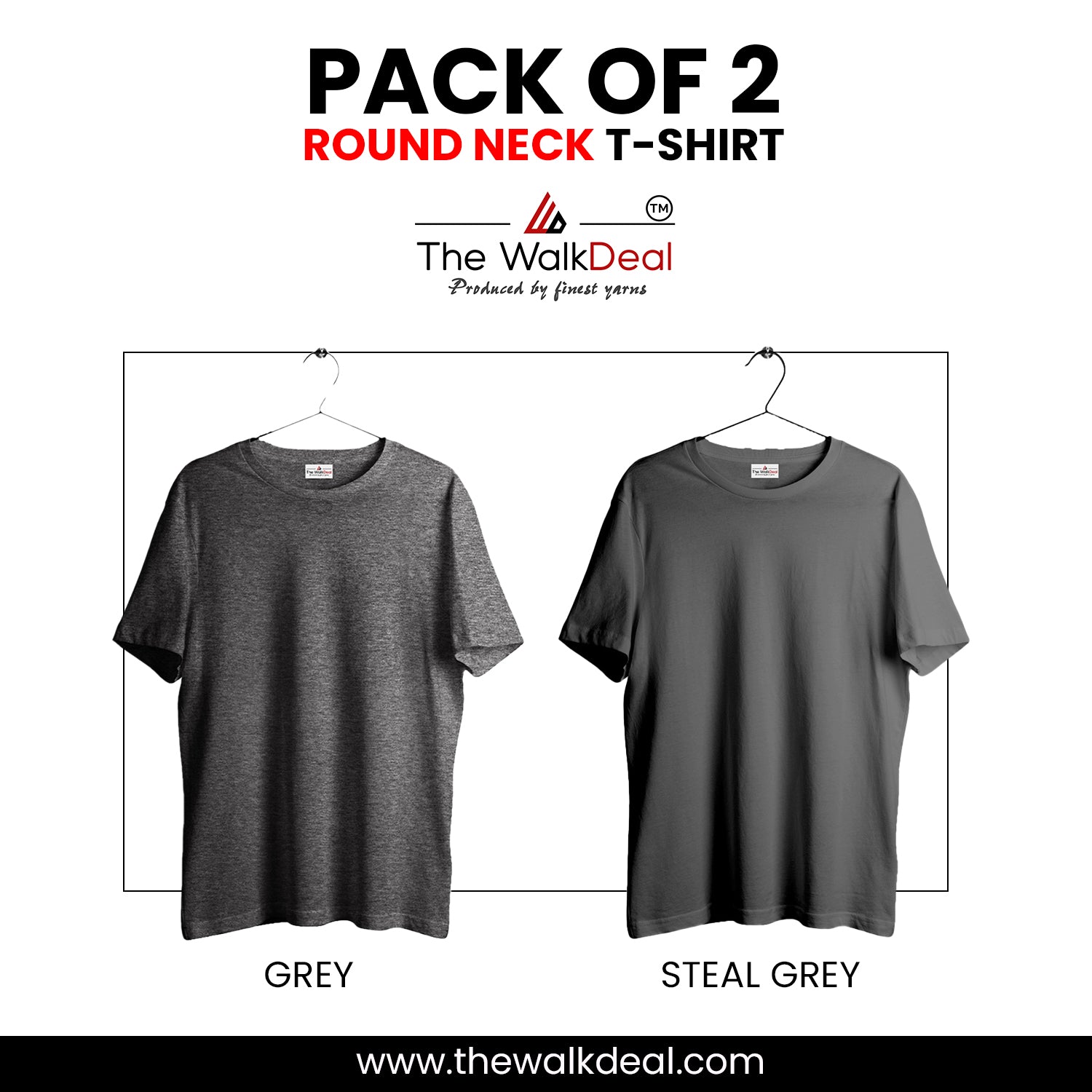 ( Pack of 2 ) Combo Plain Round Neck T-Shirt For Men