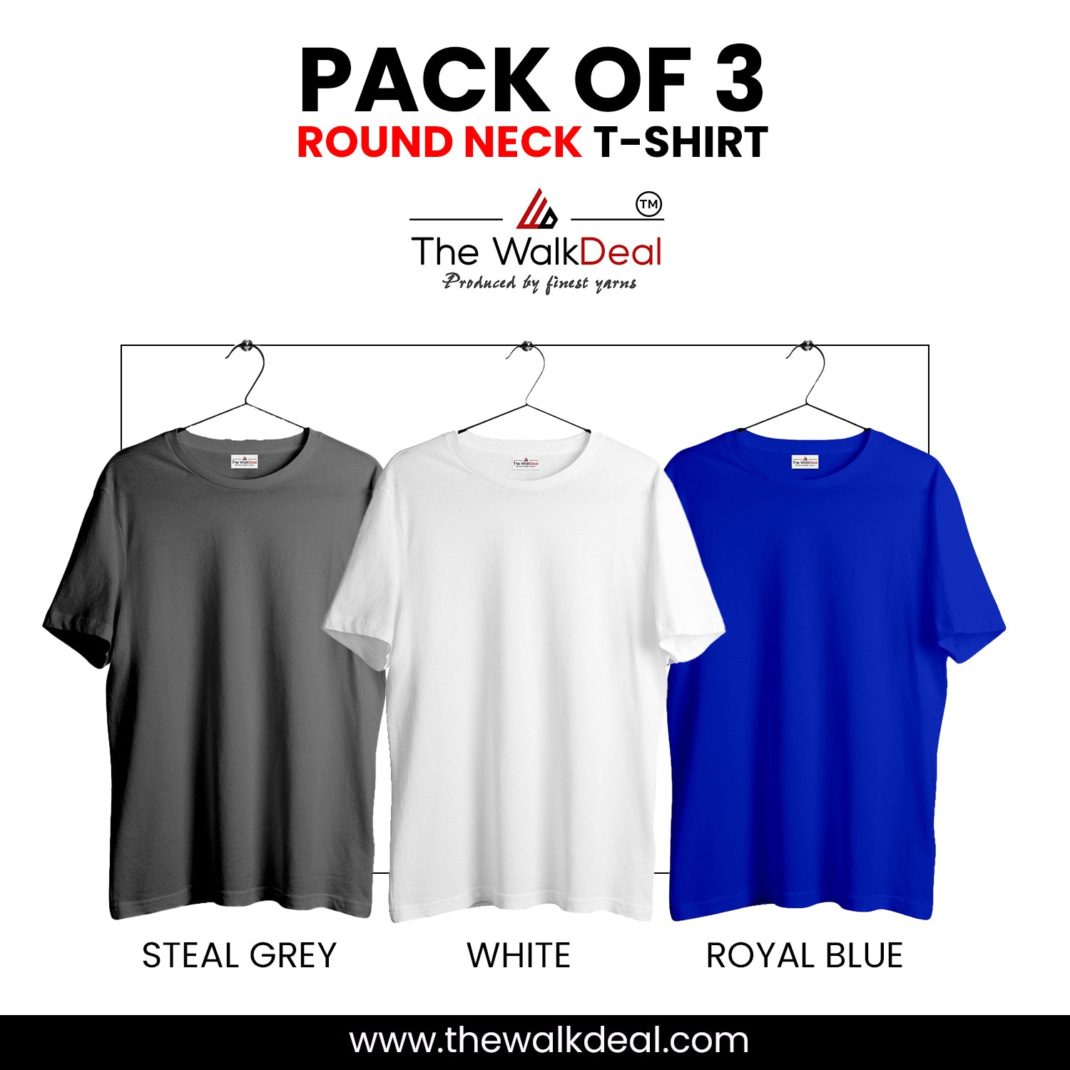 ( Pack of 3 ) Combo Plain Round Neck T-Shirt For Men