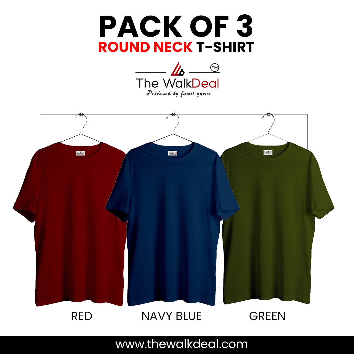 ( Pack of 3 ) Combo Plain Round Neck T-Shirt For Men