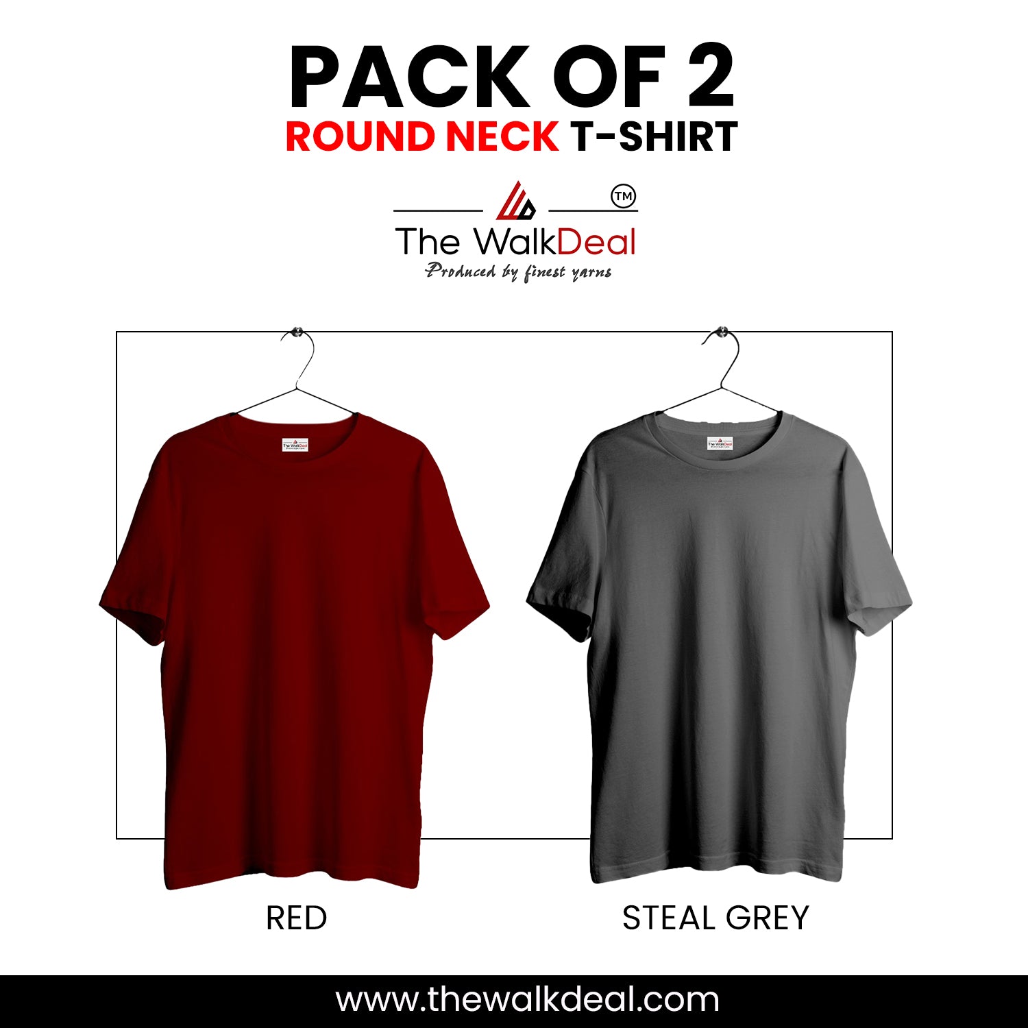 ( Pack of 2 ) Combo Plain Round Neck T-Shirt For Men