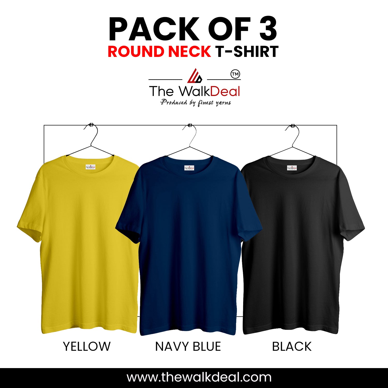 ( Pack of 3 ) Combo Plain Round Neck T-Shirt For Men