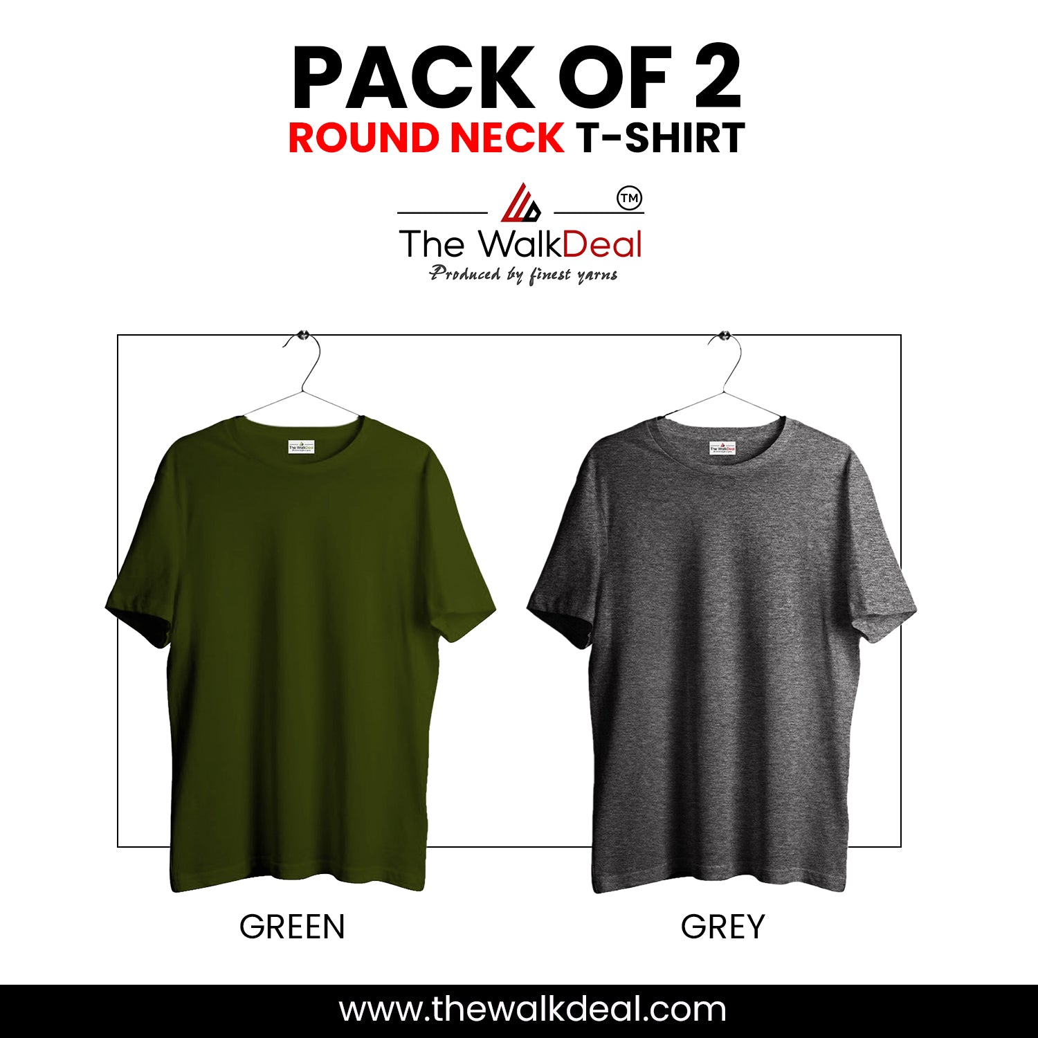 ( Pack of 2 ) Combo Plain Round Neck T-Shirt For Men