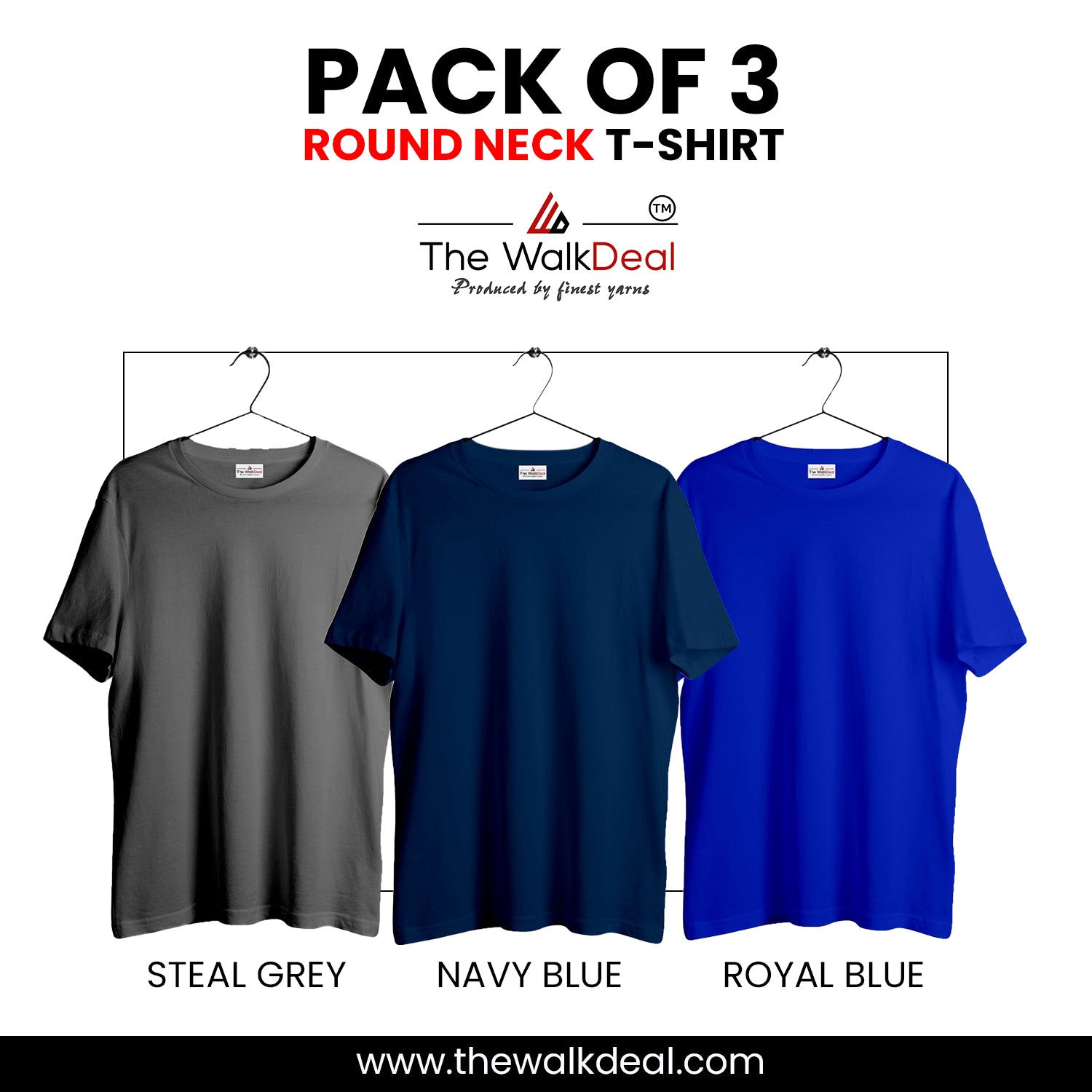 ( Pack of 3 ) Combo Plain Round Neck T-Shirt For Men