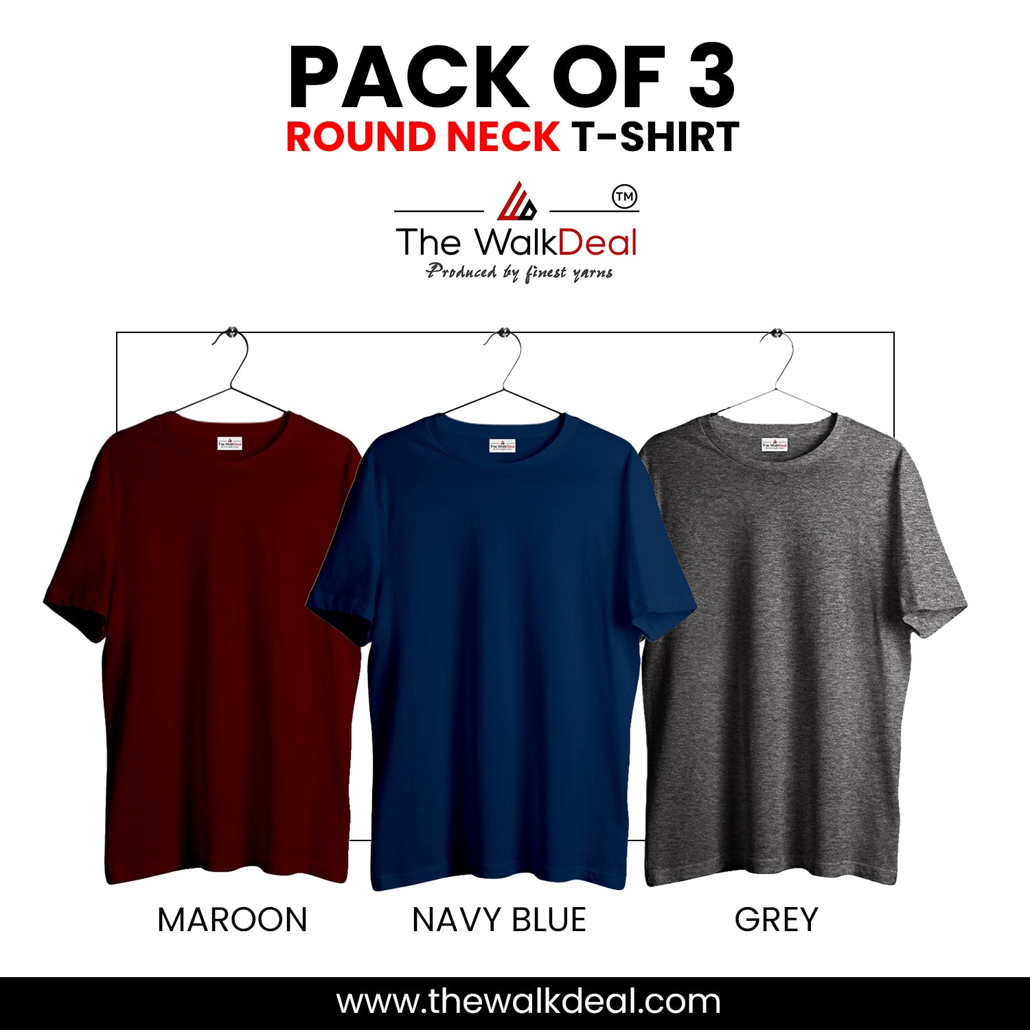 ( Pack of 3 ) Combo Plain Round Neck T-Shirt For Men