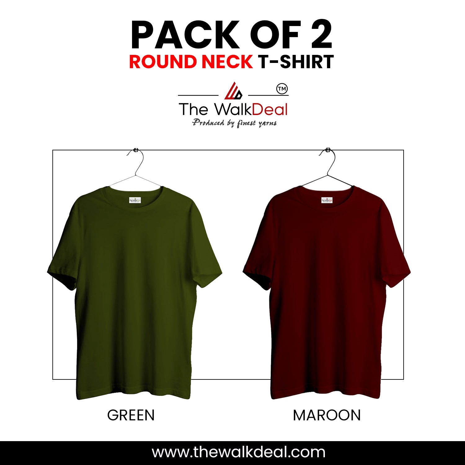 ( Pack of 2 ) Combo Plain Round Neck T-Shirt For Men