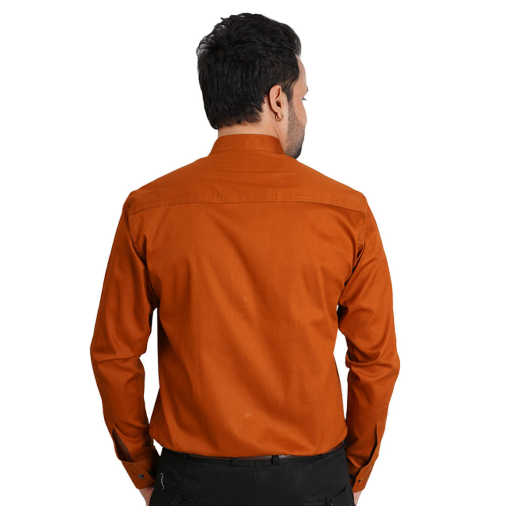 Premium Solid Casual Cotton Shirt Rust
