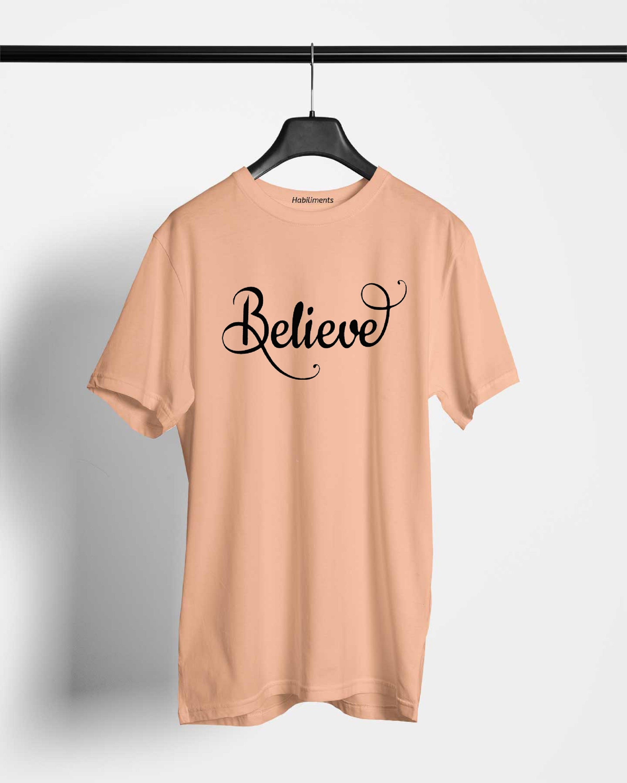 Believe New T-Shirts For Men || Peach || Stylish Tshirts || 100% Cotton || Best T-Shirt For Men's