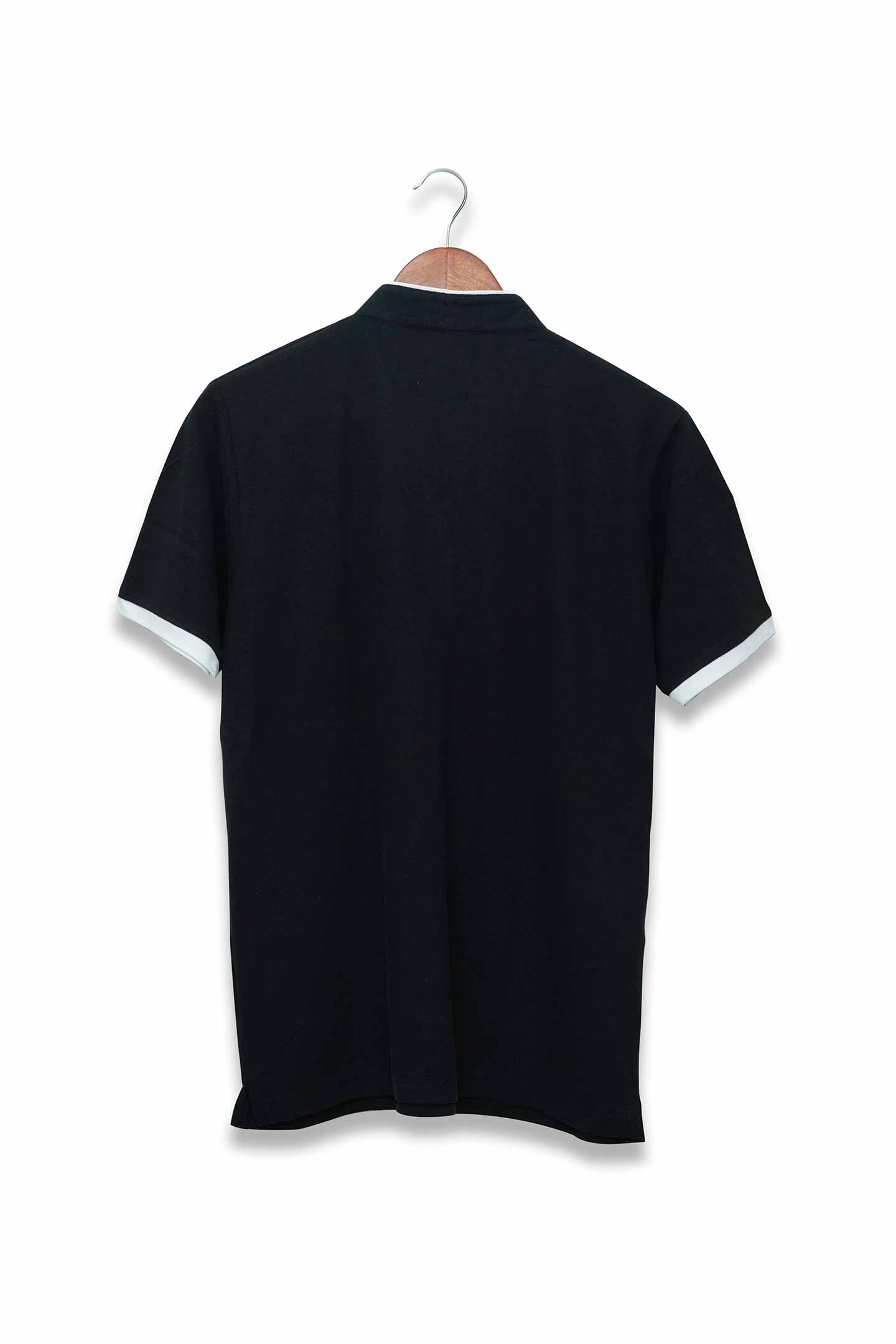 Stand Collar Polo Black Polo T-Shirt