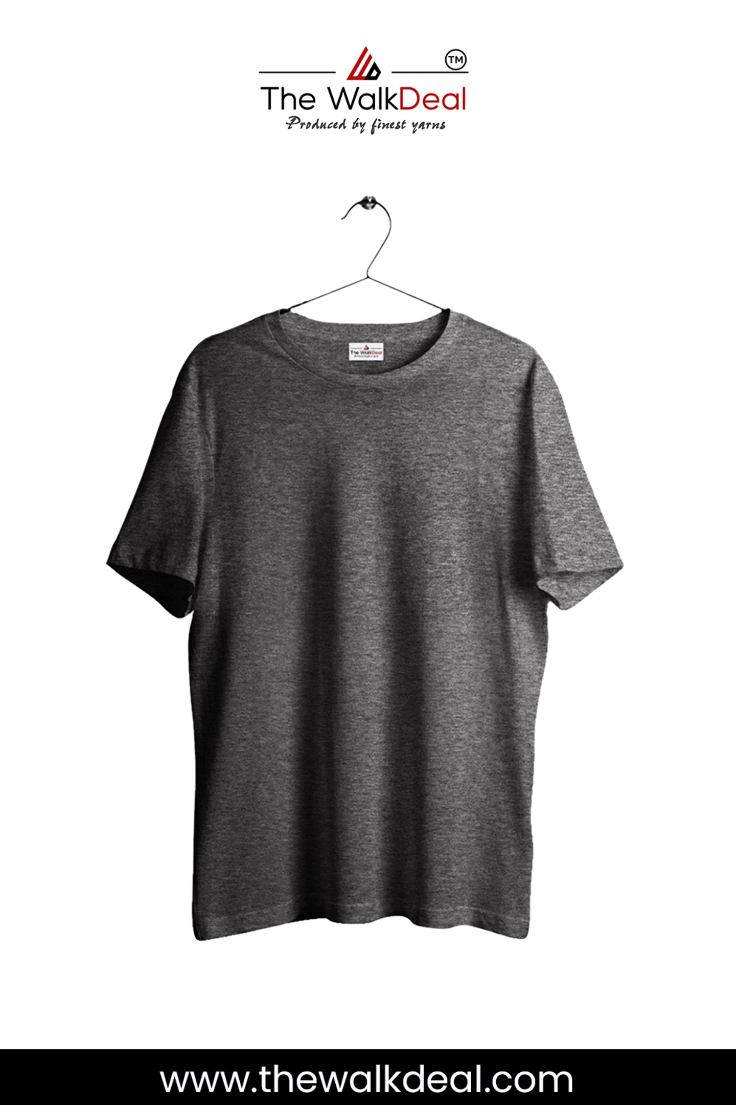 Black-Charcol Round Neck T-Shirt For Men