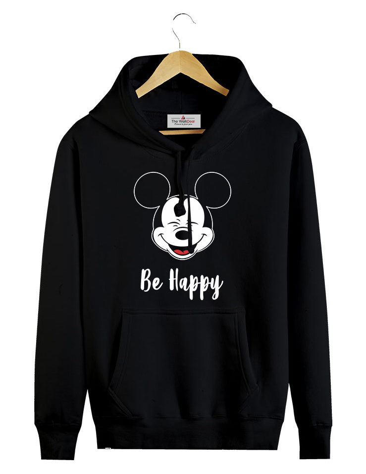 Be_Happy_Black Hoodie For Women