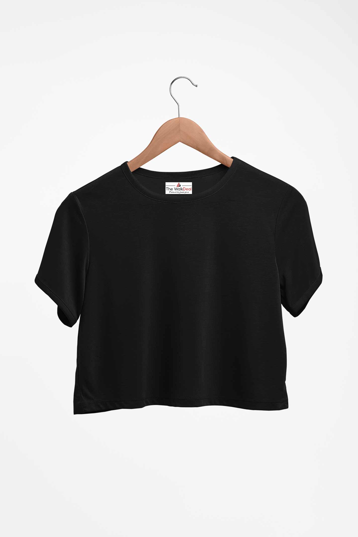 Black Plain Crop Top For Women