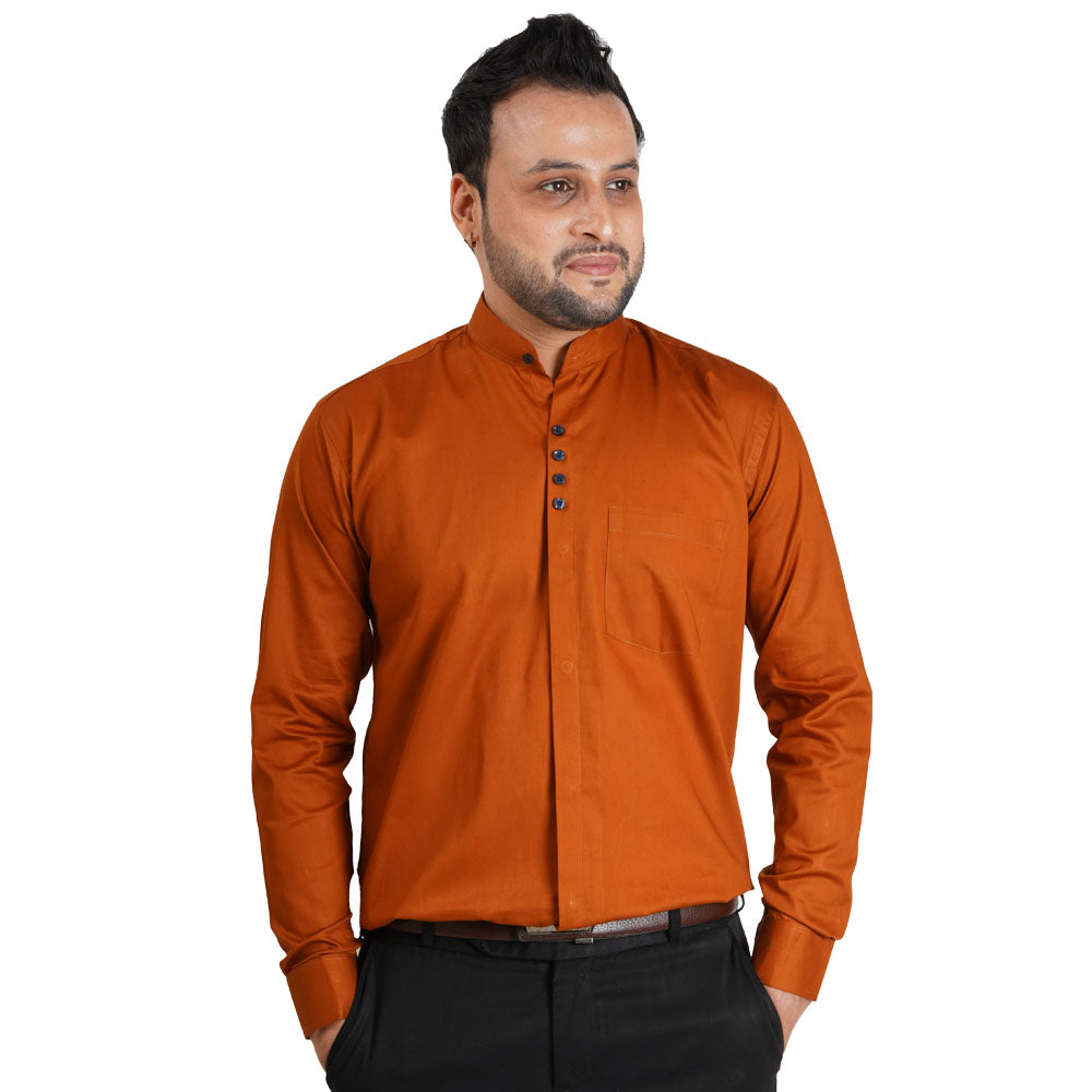 Premium Solid Casual Cotton Shirt Rust