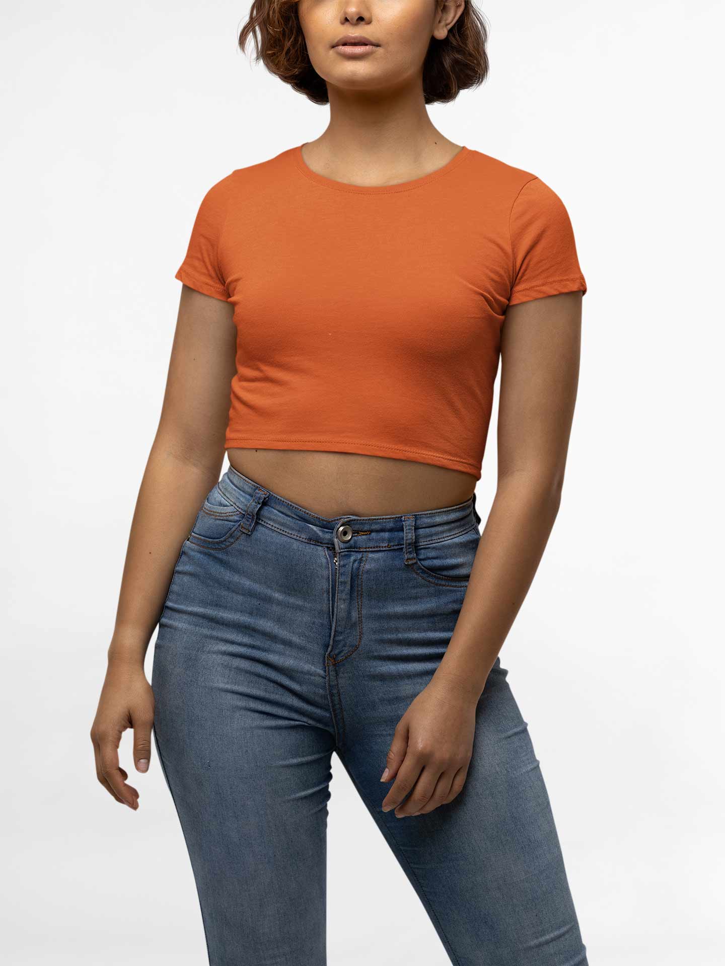 Rust Round Neck Crop Top