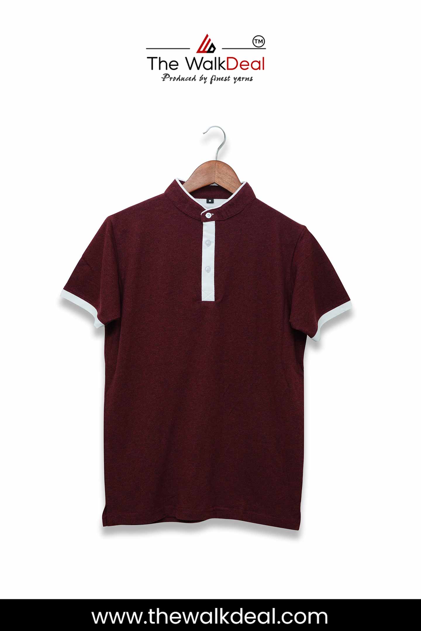 Stand Collar Polo Maroon Polo T-Shirt