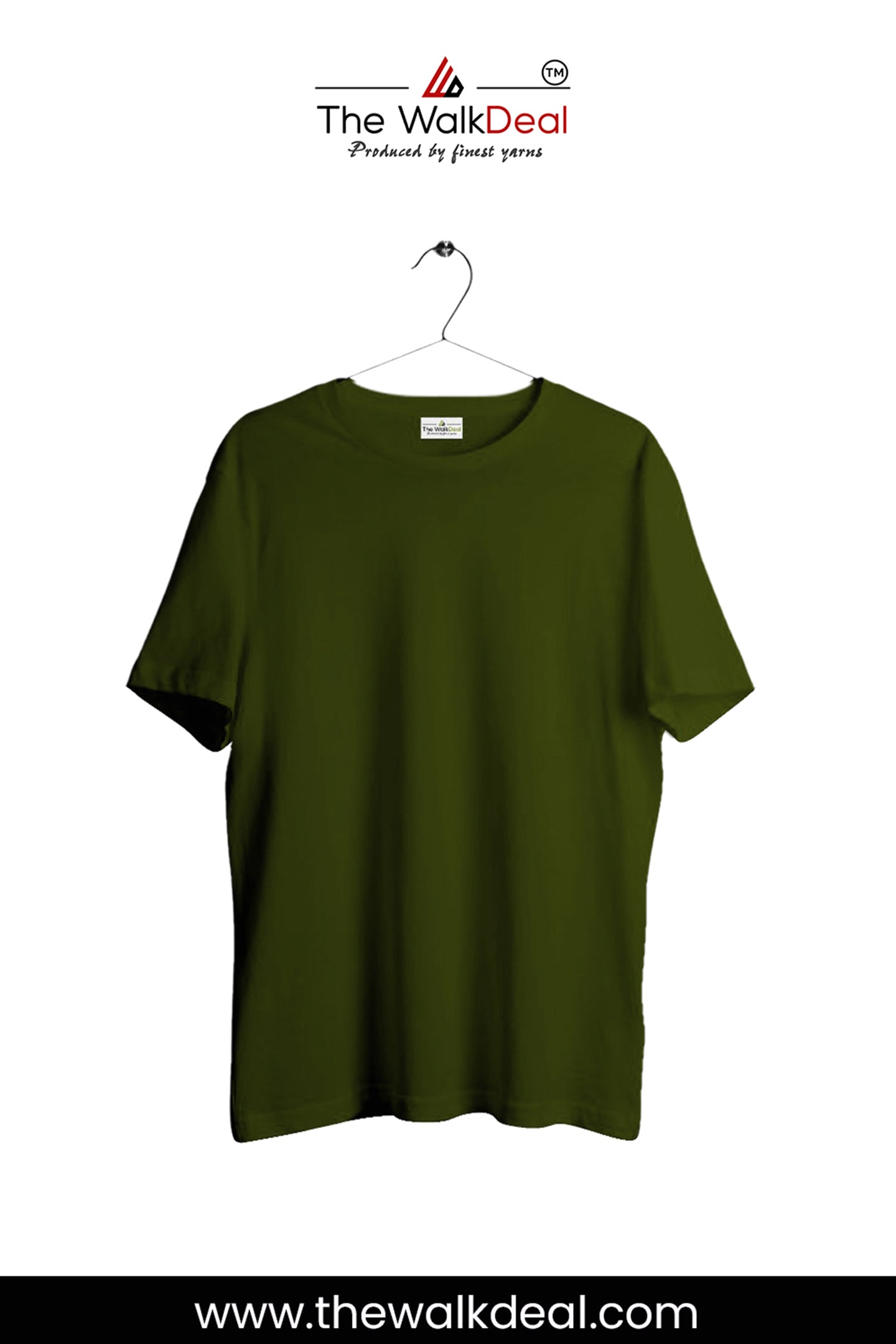 Military-Green Round Neck T-Shirt For Men