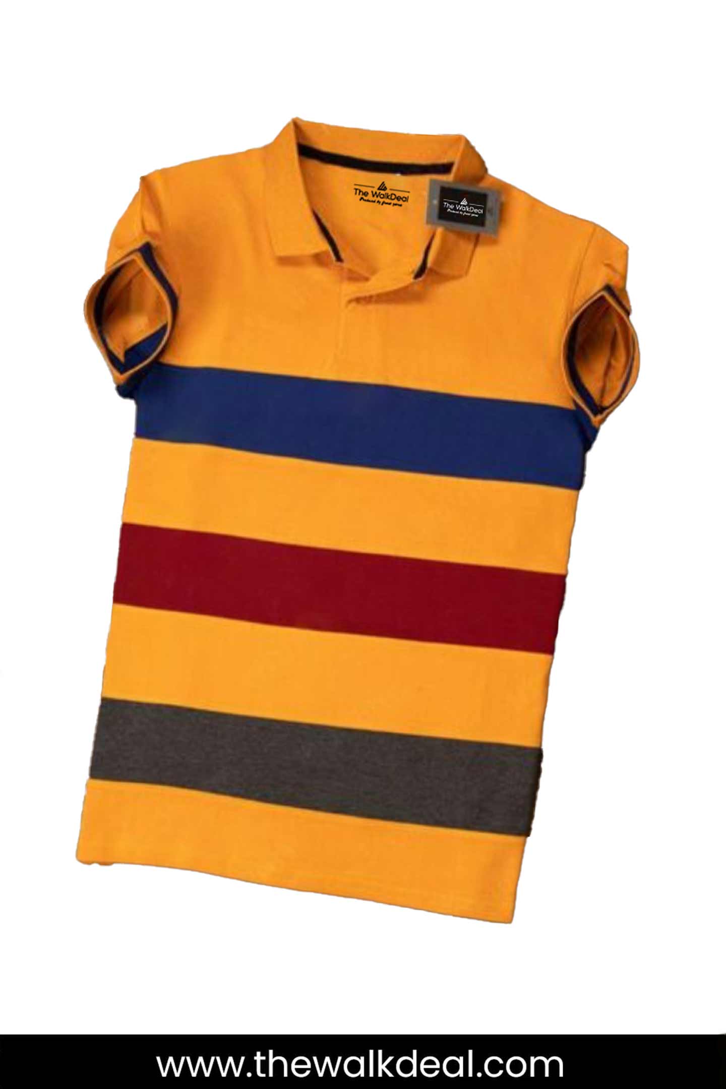 Striped Panel Polo T-Shirt For Men's