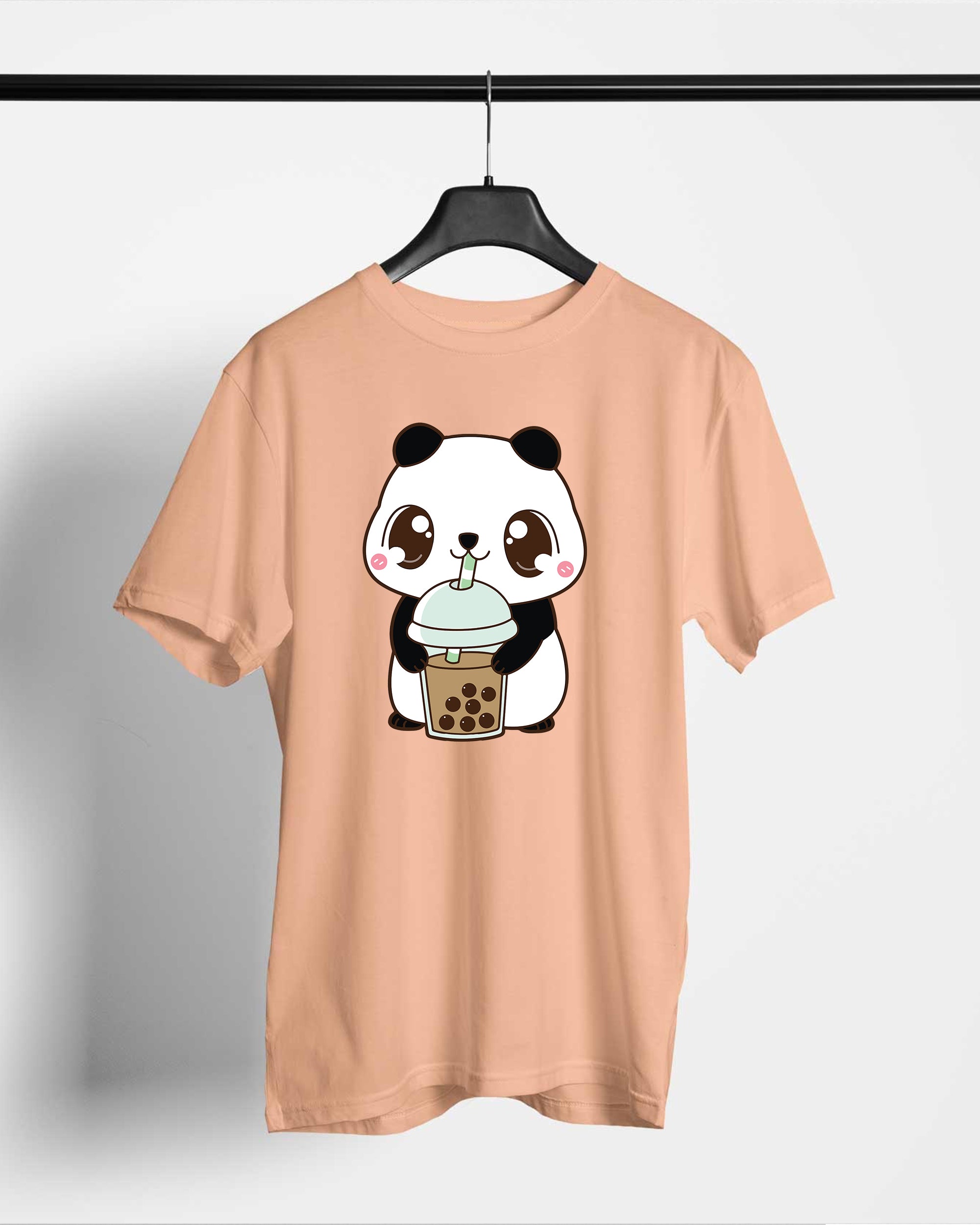 Panda T-Shirts For Men || Peach || Stylish Tshirts || 100% Cotton || Best T-Shirt For Men's