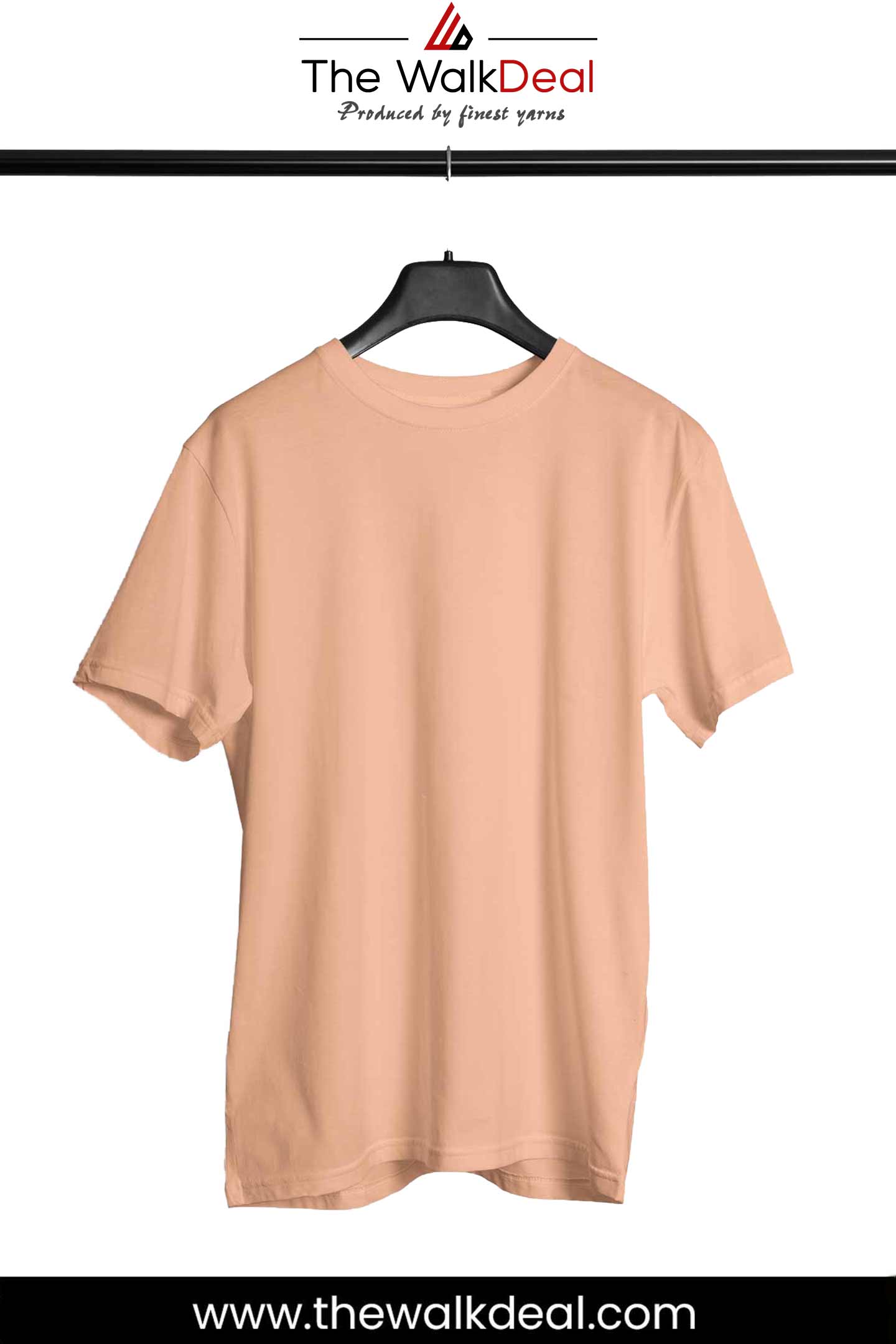 Peach Round Neck T-Shirt For Men