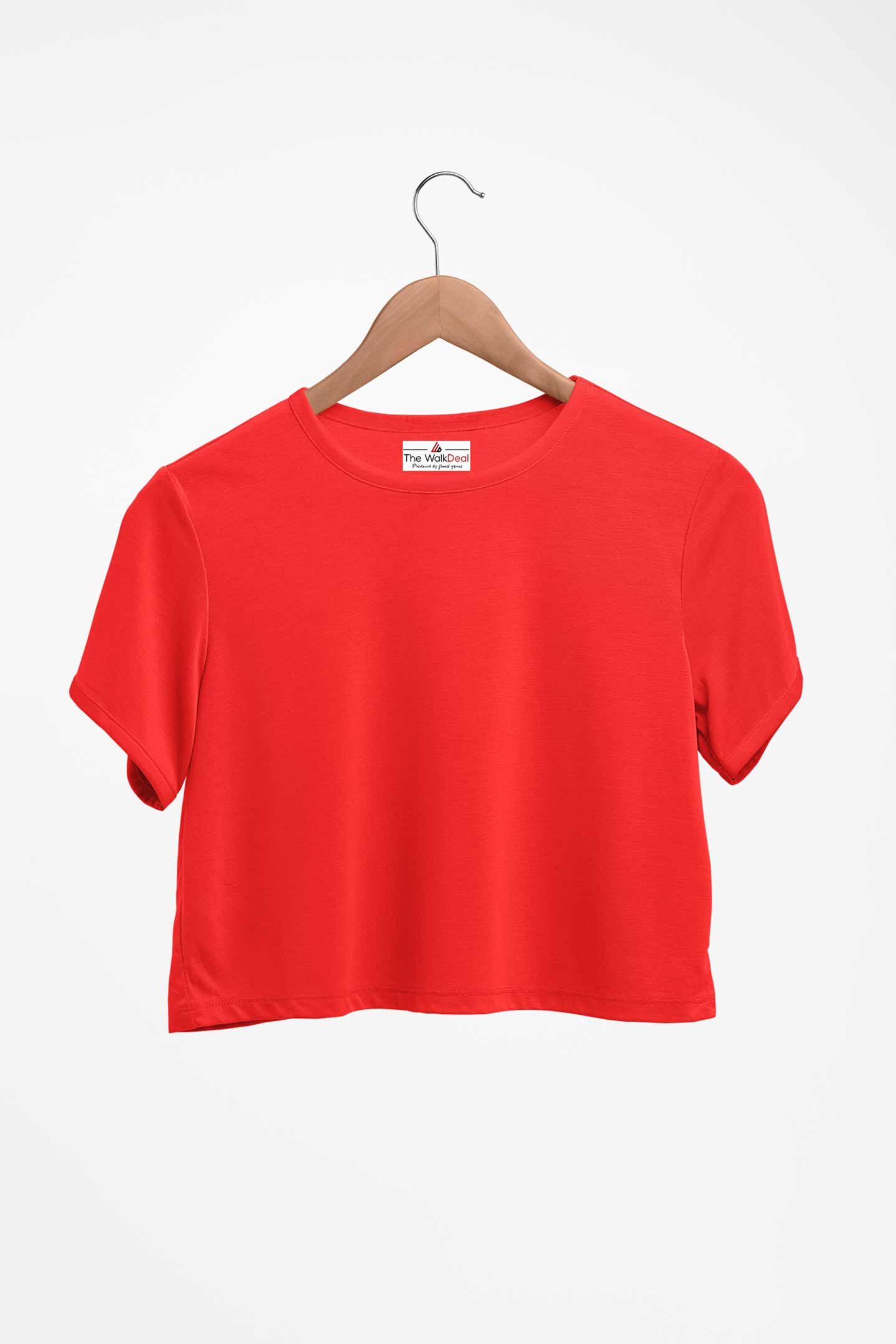 Red Plain Crop Top For Women