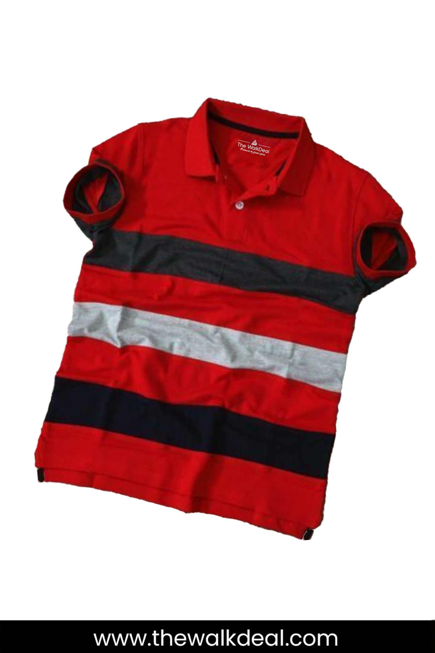 Striped Panel Polo T-Shirt For Men's