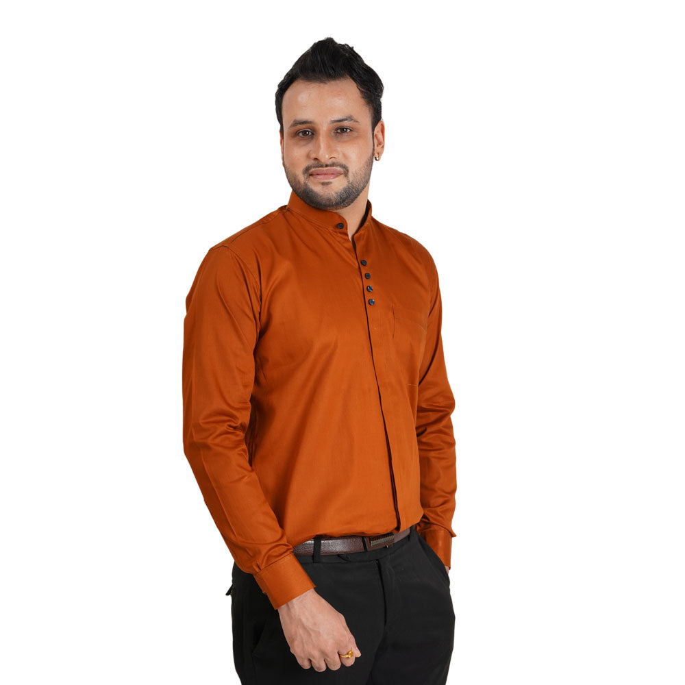 Premium Solid Casual Cotton Shirt Rust