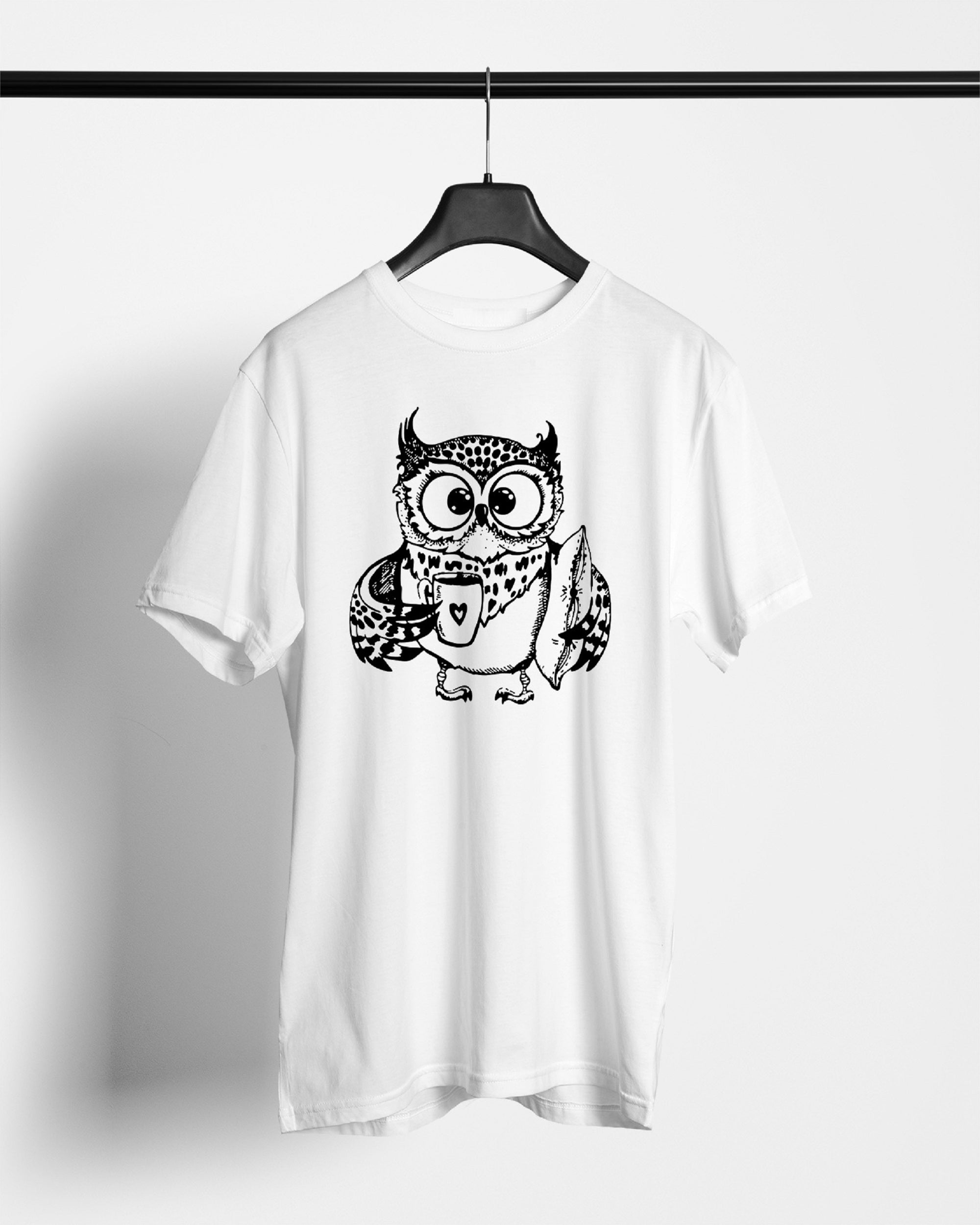 Sleeping Owl T-Shirts For Men || White || Stylish Tshirts || 100% Cotton || Best T-Shirt For Men's