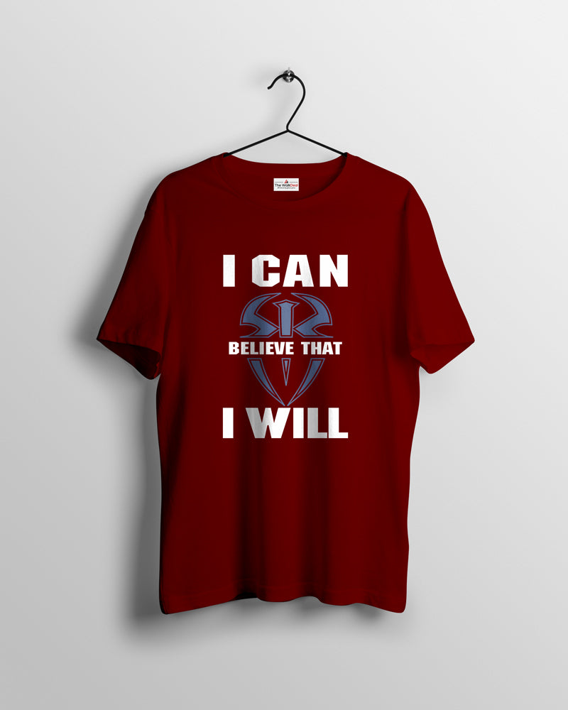 I_CAN_I_WILL_MAROON T-Shirts For Men
