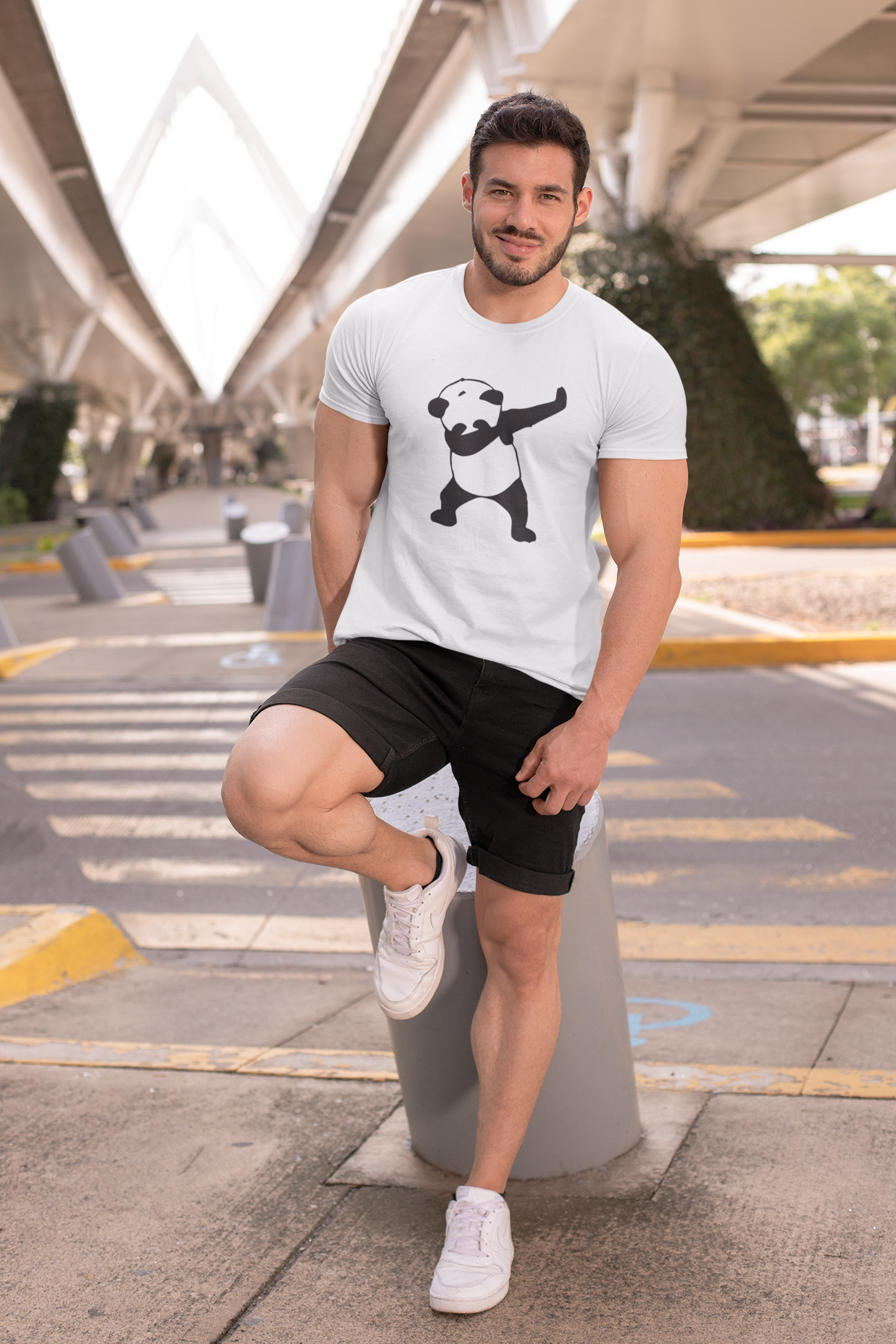 Panda White Round Neck T-Shirt